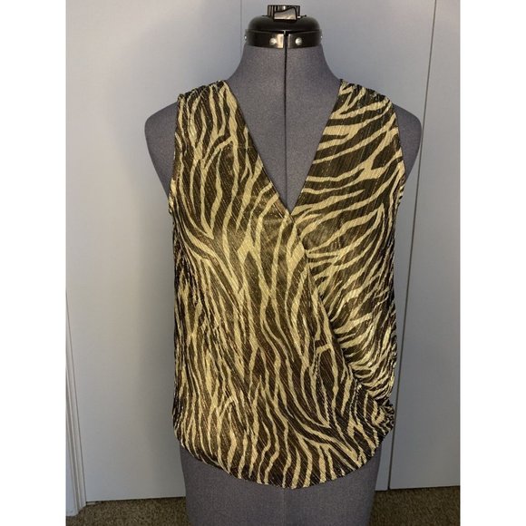 Anthropologie Eri + Ali Kasi Shimmer Top SIZE SMALL Animal Print Sleeveless NWT - Picture 2 of 11